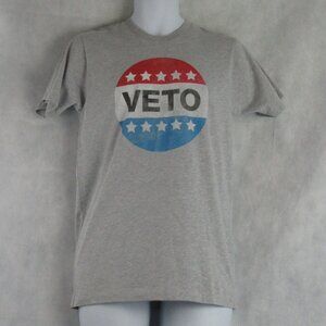 Goodie Two Sleeves Young Men's Veto Politics Short-Sleeve T-Shirt, Gray, Small